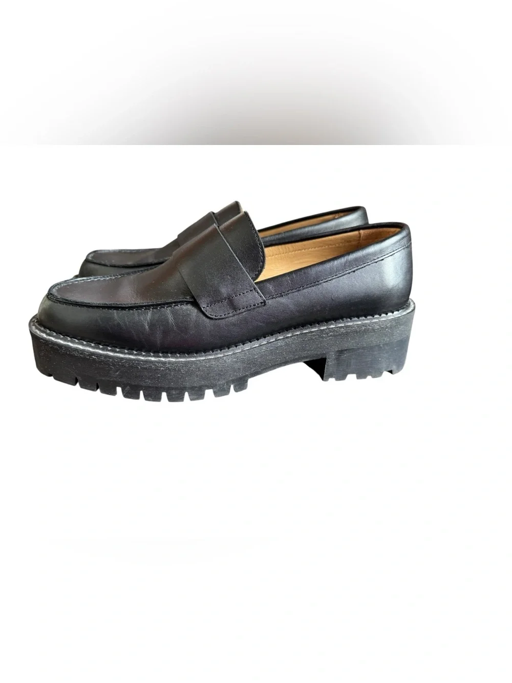 & Other Stories Black Leather chunky lug loafer size 40 EU